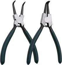 Snap Ring Pliers Set, 2Pcs 7" Internal/External Circlip Pliers Kit with Bent Jaw