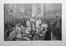 Stampa antica grande NOTTE DI NATALE A BETLEMME Palestina 1892 Antique print