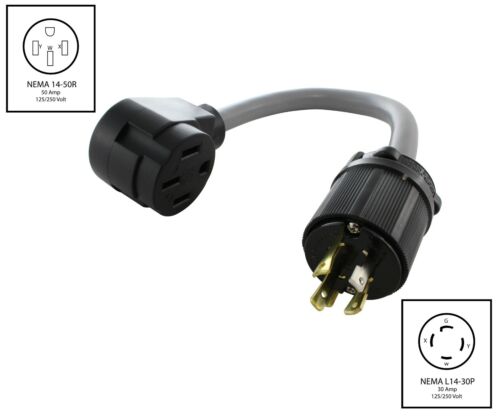Adaptador de carga flexible EV para Tesla NEMA L14-30P a NEMA 14-50 de AC WORKS® - Imagen 2 de 6