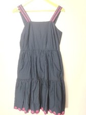 NWT J. Crew Tiered Size 6 Midi Sundress Navy Blue Pink Accents Scalloped Hem