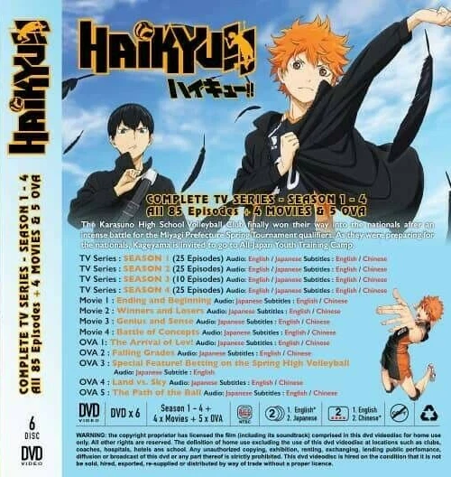 Haikyuu!! Anime Series Season 1-4 Dual Audio English/Japanese with English  Subs