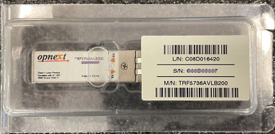OPNEXT 1.25Gbit/s, Gbe, SMF SFP TRANSCEIVER MODULE, 1310nm, 10km, TRF5736AVLB200