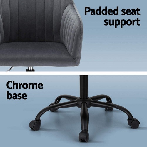 Artiss Office Chair Velvet Seat Dark Grey - Picture 6 of 7