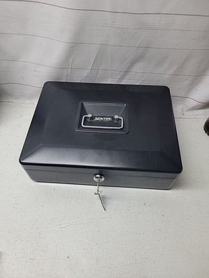 Sentry Key Lock Box Jewelry Cash Safe Drawer Black Portable