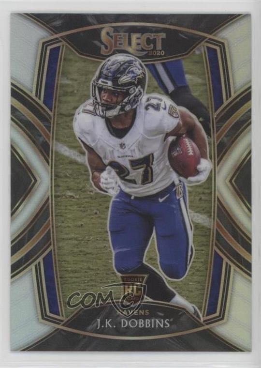 2020 Panini Select Club Level Silver Prizm JK Dobbins #252 Rookie RC sq1