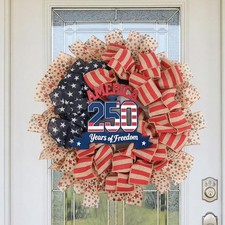 24Inch 4Th of July Wreath, Patriotic Burlap Wreath for Front Door,Stripe and Sta