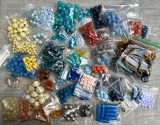 Vintage Lot of Assorted Beads Mixed Colors and Sizes early plastic lucite