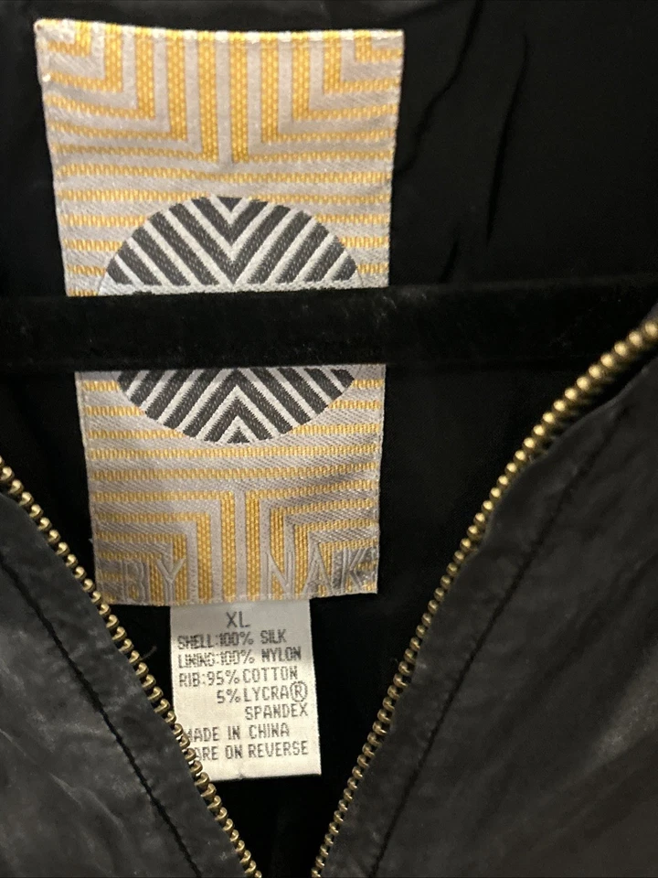 Chaqueta de seda UOMO para hombre XL negra bombardero cremallera completa ligera vintage retro años 90 Foto 2 de 4