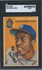 1954 Topps #128 Henry Aaron Braves HOF Great Dead Centered RC SGC Authentic