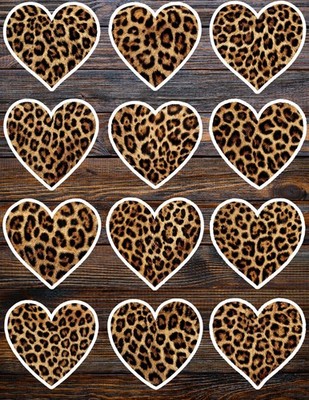 Leopard Print Heart Die Cut Vinyl Stickers Scrapbooking Laptop Waterbottle
