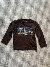 BEN SHERMAN Toddler Boy 4-5 Brown Long Sleeve Cotton Tee Shirt w/Graphic NWT
