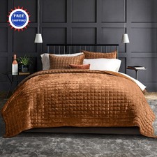RECYCO Luxury Velvet Quilt Set King Size Bedding Sets Ultra Soft Velvet