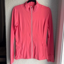 Athleta Powervita Coral Shanti Full Zip Salutation Jacket Thumbholes Size M