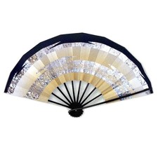 Asakusa Kimono Market Japanese Dance Fan Black Lacquer 9.5in with Box