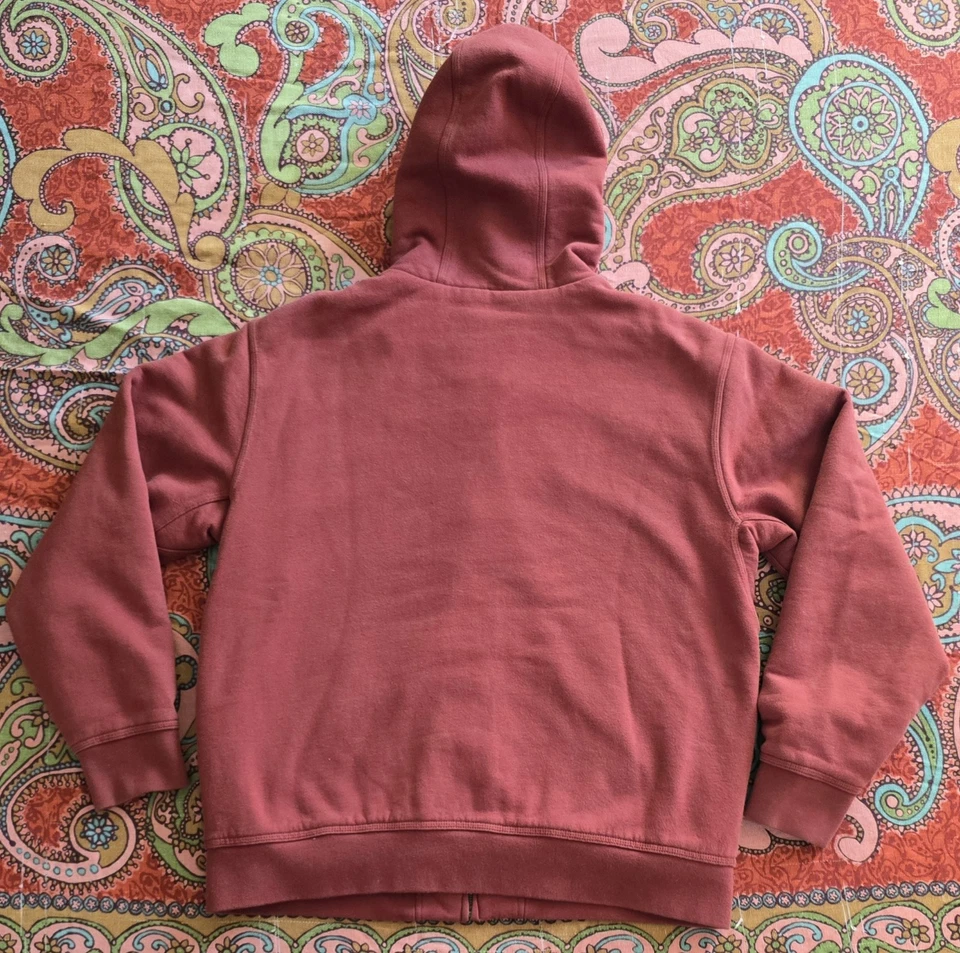 Винтажная толстовка с капюшоном LL Bean M Rust Katahdin Iron Works шерпа с подкладкой на молнии редкая лосось - Изображение 2 из 4
