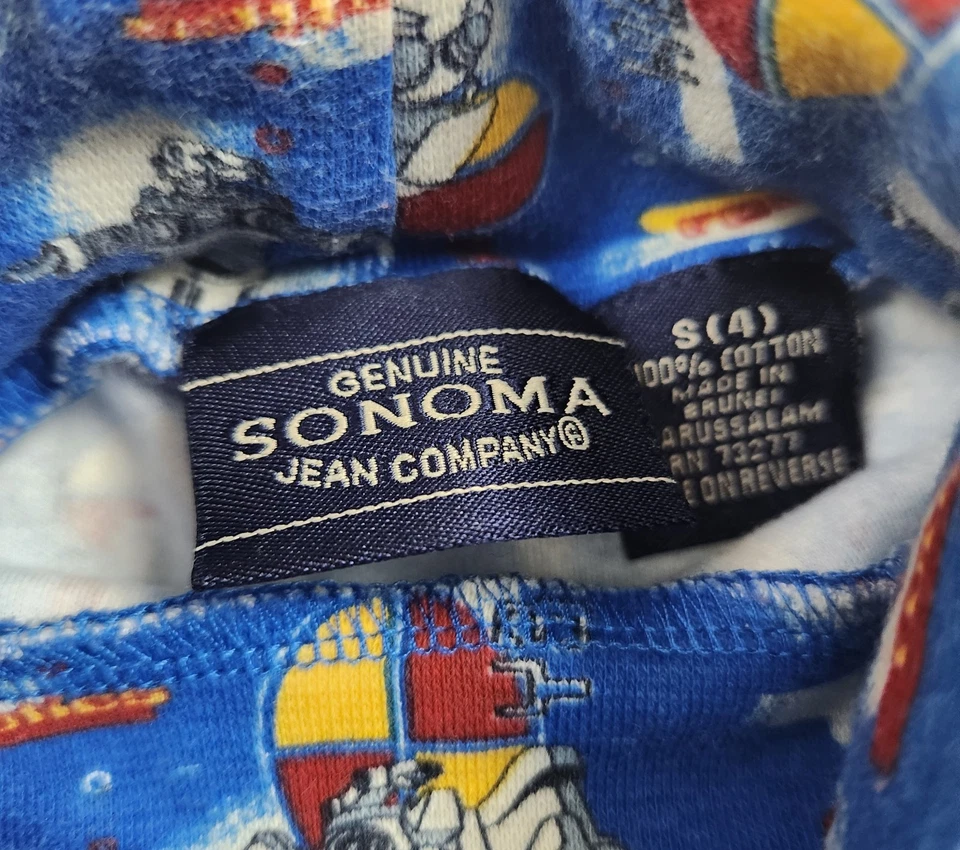 De colección Años 90 Sonoma Jean Company Niños Cuello Alto - Talla 4, Robot Azul y Espacio AOP Foto 4 de 4