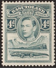 Basutoland 1938 - SG 23, 4d, grey - Nile Crocodile - King George VI - MVLH