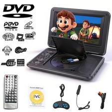 Portable DVD Player CD TV 16:9 LCD Large Swivel Screen AV Rechargeable Remote