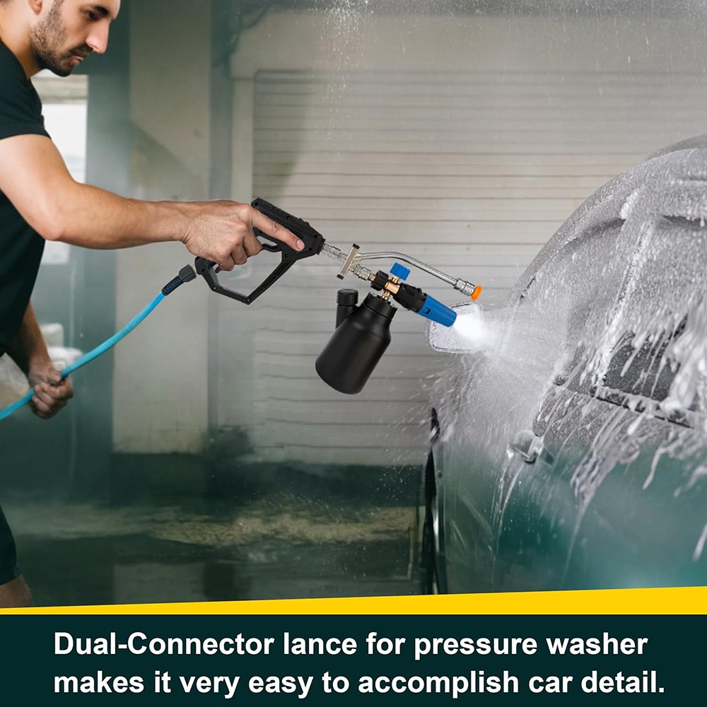 2pcs Foam Cannon Dual Connector Pressure Washer Foam Blaster 1/4"" Lance Nozzle