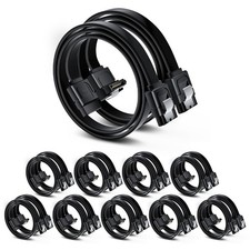 SATA Cable III Right Angle 90 Degree Straight 6Gbps TangleFree Black 10 PCS