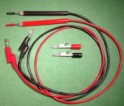 40'' Multimeter Test Leads 4mm 'stacking' Banana Plug & 4'' Test Probes + 2 Clips