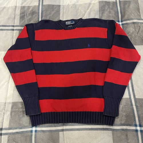 Polo Ralph Lauren, Polo Ralph Lauren 1990’s Striped Knit Sweater Men’s Large Blue And Red