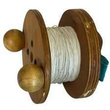 Vintage Handmade Wooden Kite Reel with Line - Nautical, Large Spool, Rotates