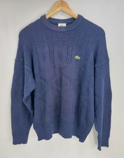 Vintage Lacoste Knit Sweater Pullover Navy Blue Crew Neck Mens Size 3
