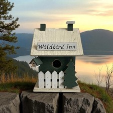 Wooden Bird House Nest Garden Outdoor Feeder Painted Bird Nest Decor Gift 7x6x10