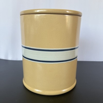 MOLLY STONE POTTERY YELLOW WARE CROCK CANISTER OVER AND BACK