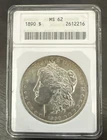 1890  Morgan Silver Dollar  MS62 ANACS Some Toning
