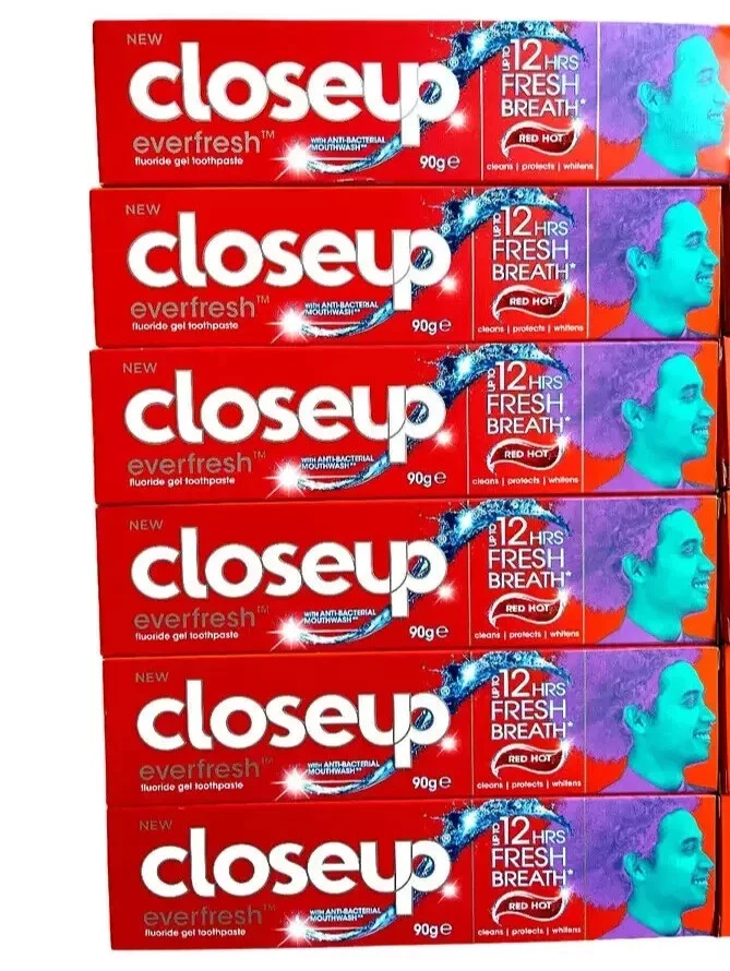 CLOSEUP Close Up Everfresh Red Hot Toothpaste 90g – 12h Fresh Breath – Free Fast Post x6