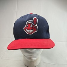 VINTAGE Cleveland Indians Hat Cap Strap Back Wahoo Baseball American League Mens