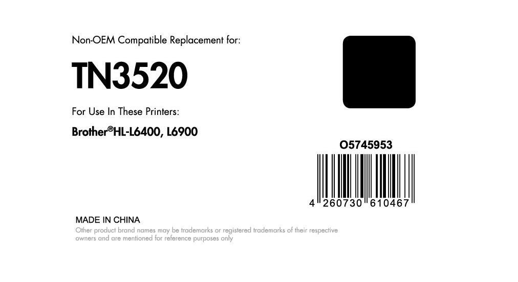 Тонер премиум-класса для офисных принадлежностей - альтернатива тонеру Brother TN-3520 - schwarz 3290₽