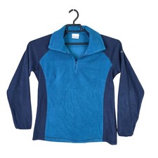 Womens Columbia 2 Tone Blue Fleece 1/4 Zipper Pullover Sweatshirt Long Sleeve M