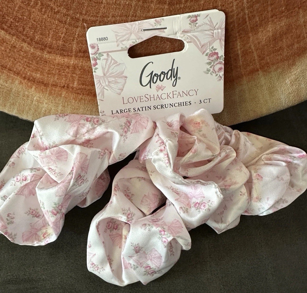NWT 3 Set LoveShackFancy X Goody Large Satin Scrunchies Pink  display picture 1