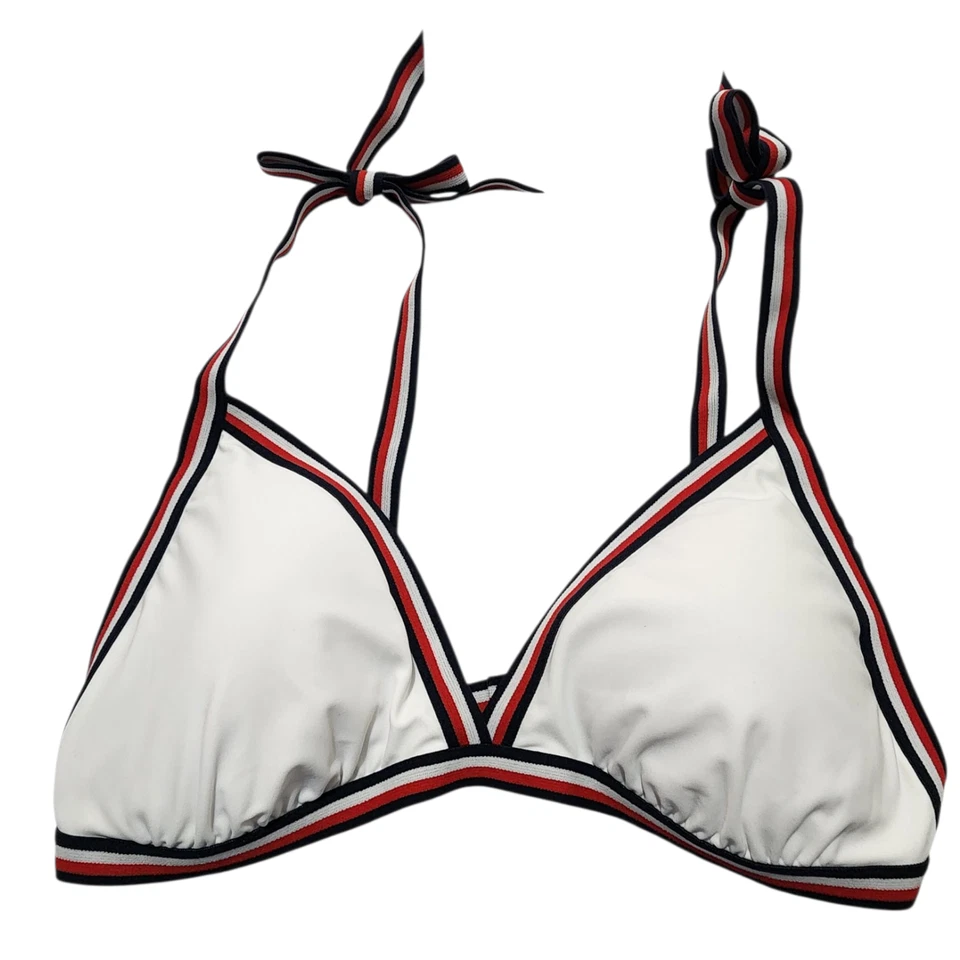 Tommy Hilfiger Mujer Triángulo Acolchado Bikini Traje de Baño Blanco Talla L Foto 4 de 4