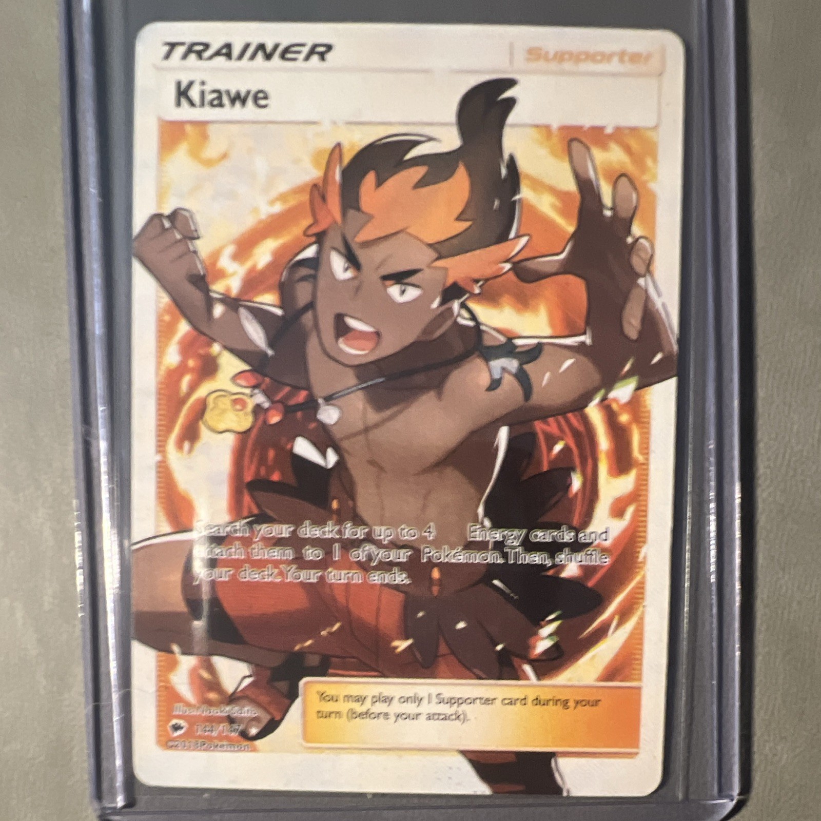 Pokemon TCG Kiawe 144/147 SM Burning Shadows Full Art Holo Ultra Rare ENG 2017