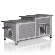 GUTINNEEN Outdoor Cat House Weatherproof Feral Kitty Shelter for Winter Cat C...