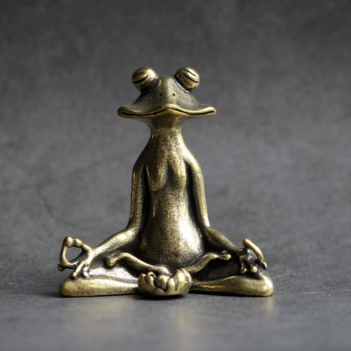 Antique Brass Meditation Zen Frog Statue Ornament Copper Animal Sculpture Incens - Picture 1 of 16