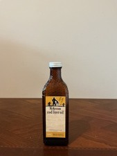 vintage McKesson Cod Liver Oil amber glass bottle dating back to the mid-20th ce