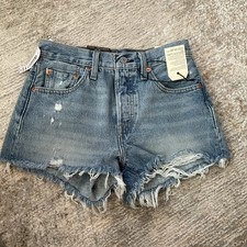 Levi's 501 Original Women's High-Rise Light Wash Cut Off Denim Shorts 24 NWT
