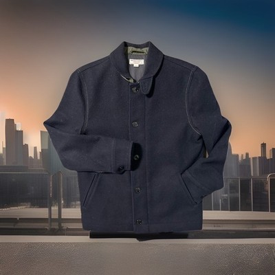 Wallace & Barnes Navy N-1 Deck Jacket S Boiled Melton Wool Talon Zipper A9714