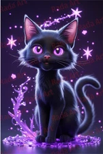 Digital Art Ai Image Picture Photo Wallpaper for Phone Screen Desctop Purple Cat