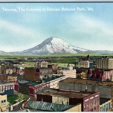 c1910s Tacoma, WA Downtown Birds Eye Shops Rainier National Park Coca Cola A323