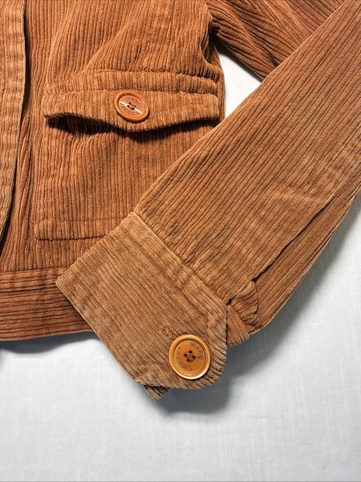 复古 Marc Jacobs Y2K 棕色橙色灯芯绒西装外套 M 设计师时尚秋季 — 第 3/4 张图片