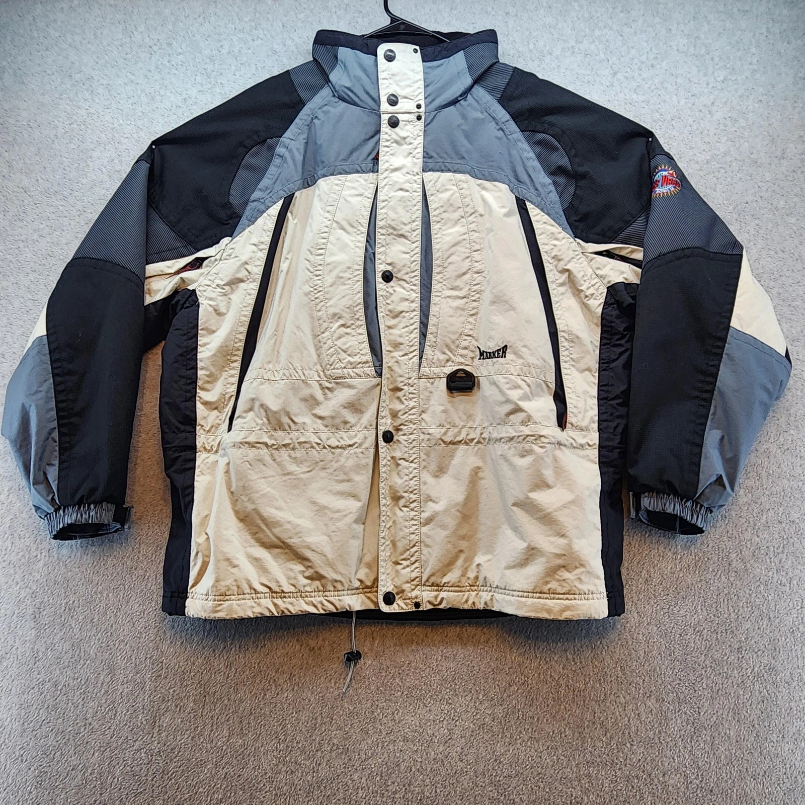 Marker Ski Jacket Mens XL Black Gray Beige Las Vegas Bowl Insulated Winter Snow
