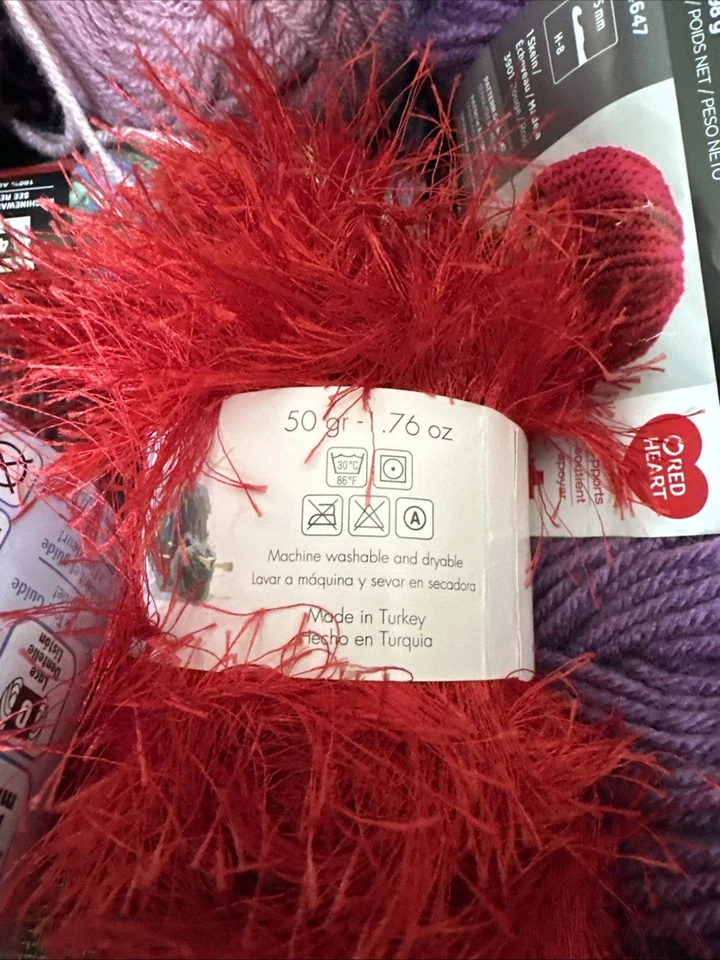 GALA Yarns Mixed Fiber Red Furry - Image 3 of 3