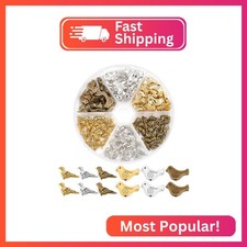 PH PandaHall 120pcs 6 Styles Bird Spacer Beads, Tibetan Alloy Animal Craft Beads