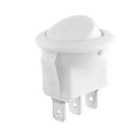 RK213 Wippenschalter Rund, Ø 20Mm, 1-Polig, Ein/Aus/Ein, 6A/250V, Weiß